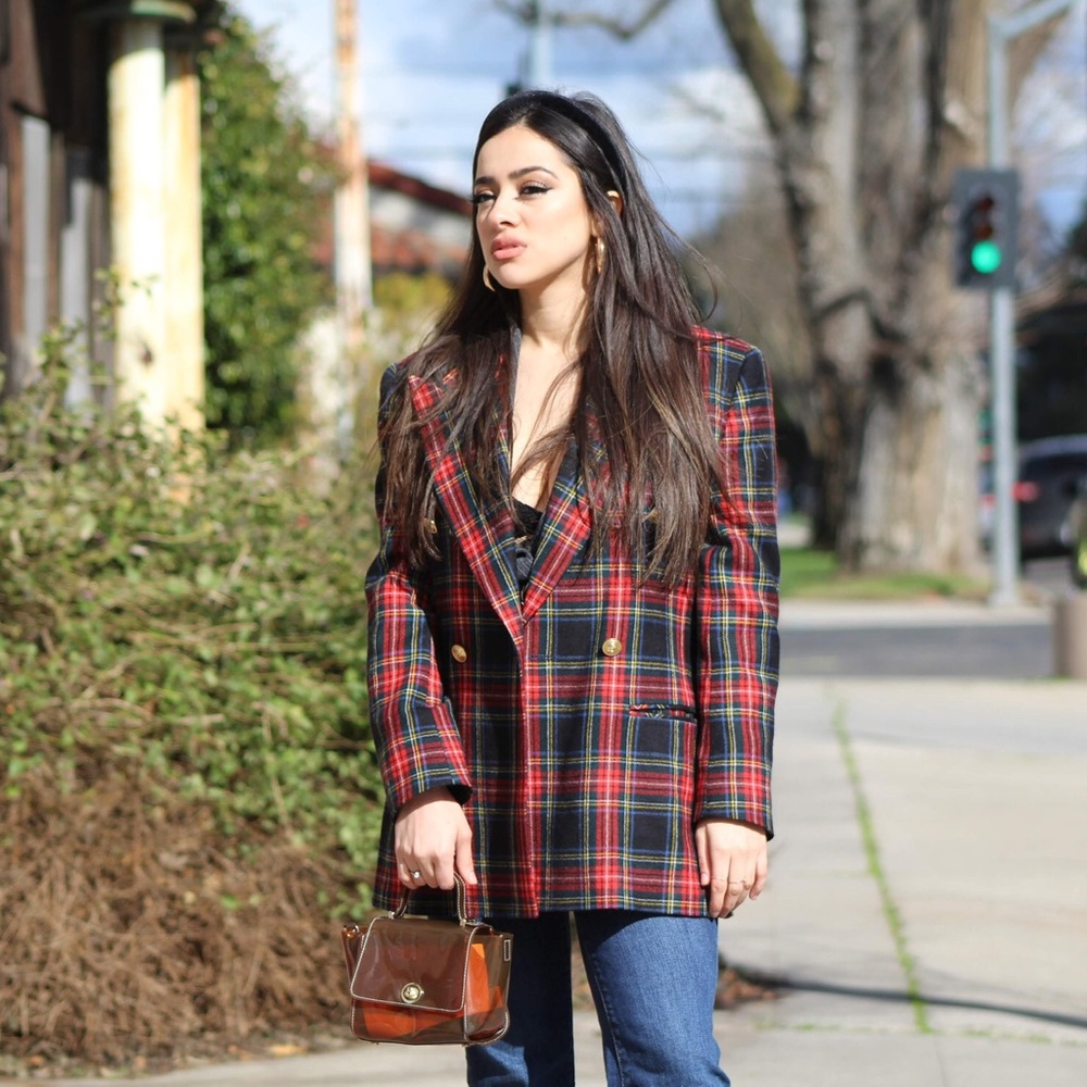 VINTAGE PLAID ⚡️ Red Blazer with Gold buttons